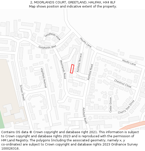 2, MOORLANDS COURT, GREETLAND, HALIFAX, HX4 8LF: Location map and indicative extent of plot