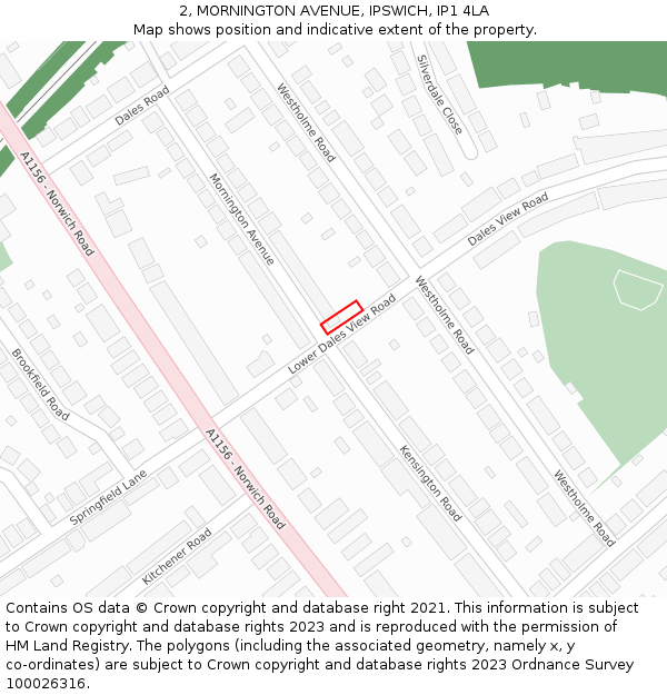 2, MORNINGTON AVENUE, IPSWICH, IP1 4LA: Location map and indicative extent of plot