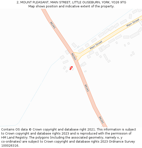 2, MOUNT PLEASANT, MAIN STREET, LITTLE OUSEBURN, YORK, YO26 9TG: Location map and indicative extent of plot