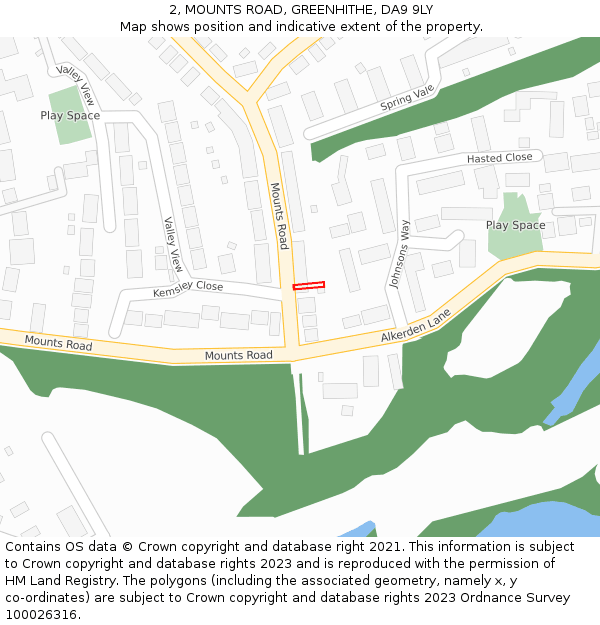 2, MOUNTS ROAD, GREENHITHE, DA9 9LY: Location map and indicative extent of plot