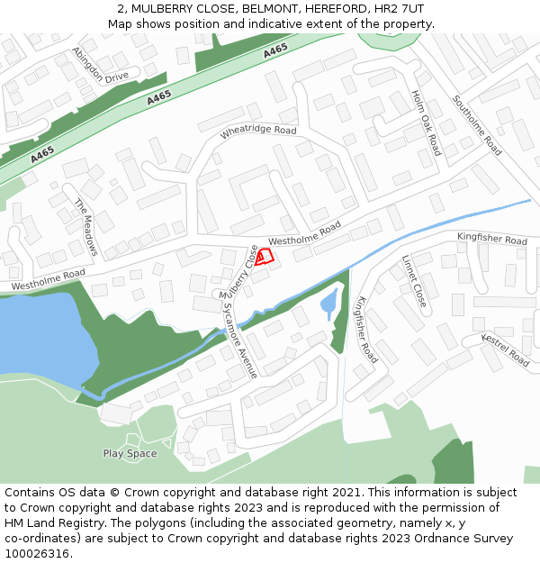 2, MULBERRY CLOSE, BELMONT, HEREFORD, HR2 7UT: Location map and indicative extent of plot