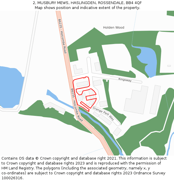 2, MUSBURY MEWS, HASLINGDEN, ROSSENDALE, BB4 4QF: Location map and indicative extent of plot