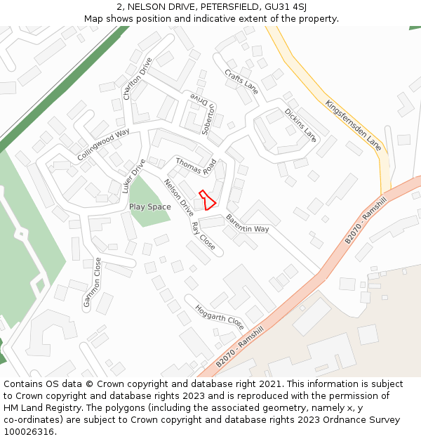 2, NELSON DRIVE, PETERSFIELD, GU31 4SJ: Location map and indicative extent of plot