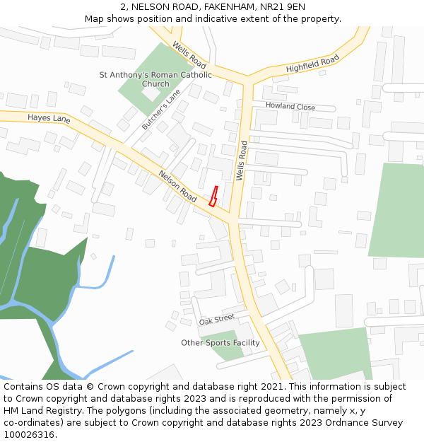 2, NELSON ROAD, FAKENHAM, NR21 9EN: Location map and indicative extent of plot