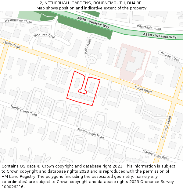 2, NETHERHALL GARDENS, BOURNEMOUTH, BH4 9EL: Location map and indicative extent of plot