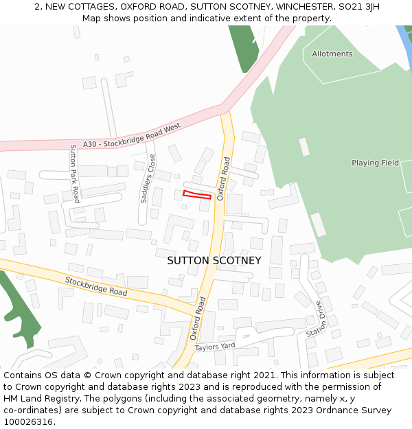 2, NEW COTTAGES, OXFORD ROAD, SUTTON SCOTNEY, WINCHESTER, SO21 3JH: Location map and indicative extent of plot
