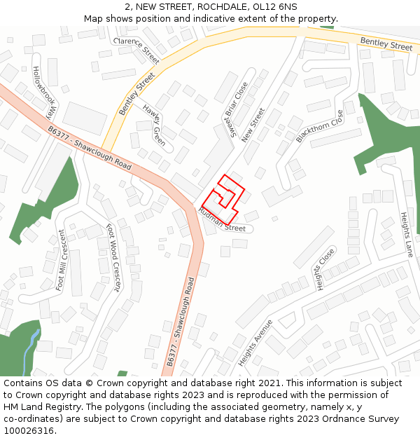 2, NEW STREET, ROCHDALE, OL12 6NS: Location map and indicative extent of plot