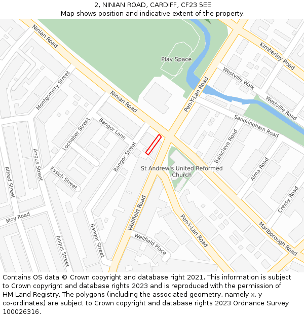 2, NINIAN ROAD, CARDIFF, CF23 5EE: Location map and indicative extent of plot