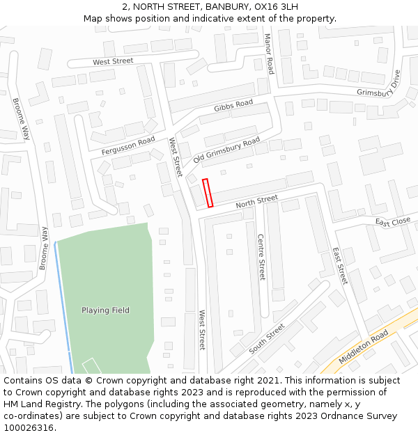2, NORTH STREET, BANBURY, OX16 3LH: Location map and indicative extent of plot