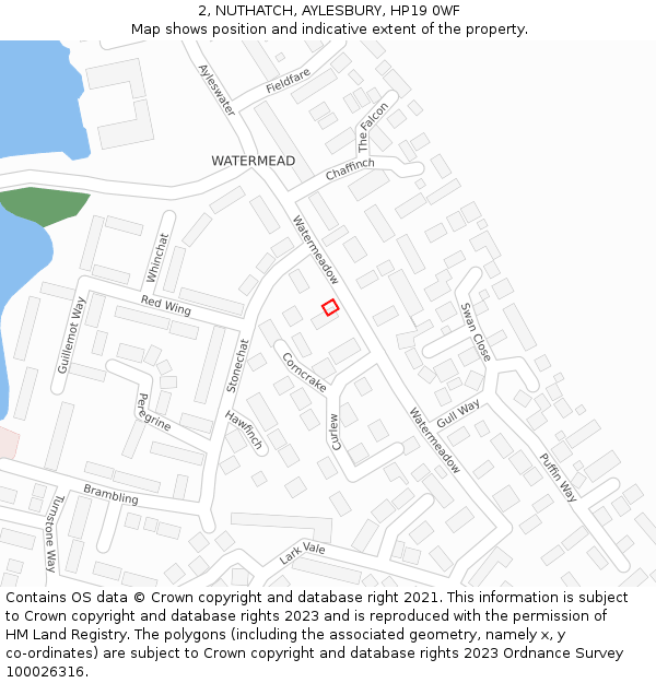 2, NUTHATCH, AYLESBURY, HP19 0WF: Location map and indicative extent of plot