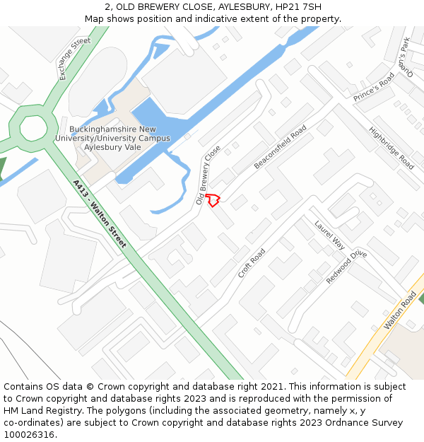 2, OLD BREWERY CLOSE, AYLESBURY, HP21 7SH: Location map and indicative extent of plot