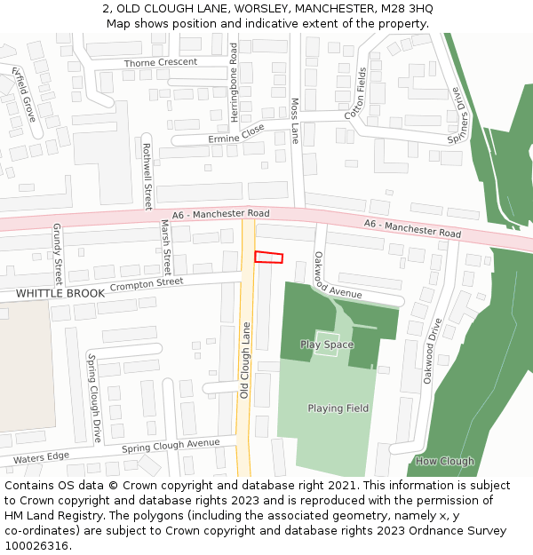 2, OLD CLOUGH LANE, WORSLEY, MANCHESTER, M28 3HQ: Location map and indicative extent of plot