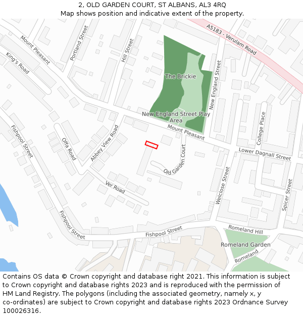 2, OLD GARDEN COURT, ST ALBANS, AL3 4RQ: Location map and indicative extent of plot