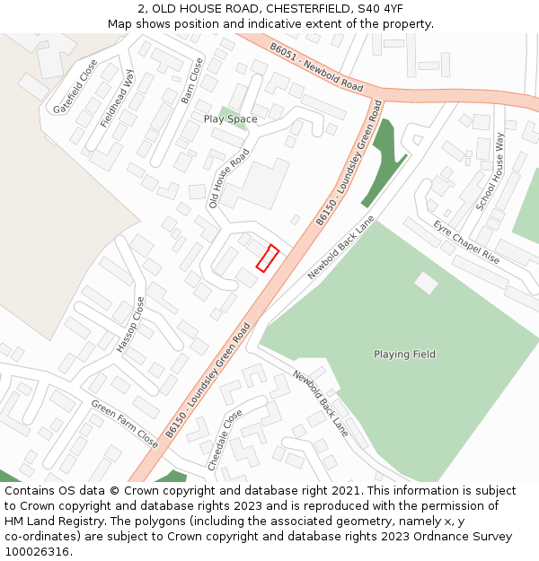 2, OLD HOUSE ROAD, CHESTERFIELD, S40 4YF: Location map and indicative extent of plot