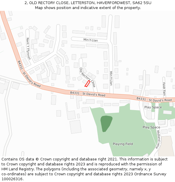 2, OLD RECTORY CLOSE, LETTERSTON, HAVERFORDWEST, SA62 5SU: Location map and indicative extent of plot