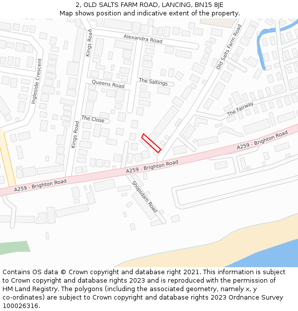 2, OLD SALTS FARM ROAD, LANCING, BN15 8JE: Location map and indicative extent of plot