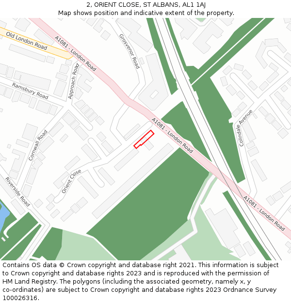 2, ORIENT CLOSE, ST ALBANS, AL1 1AJ: Location map and indicative extent of plot