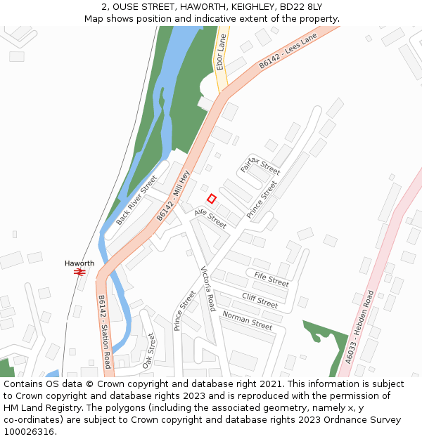 2, OUSE STREET, HAWORTH, KEIGHLEY, BD22 8LY: Location map and indicative extent of plot
