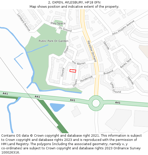 2, OXPEN, AYLESBURY, HP18 0FN: Location map and indicative extent of plot
