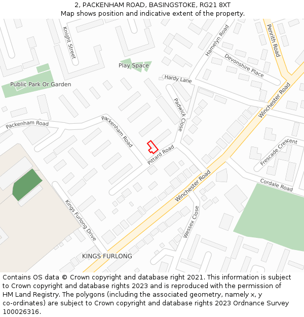 2, PACKENHAM ROAD, BASINGSTOKE, RG21 8XT: Location map and indicative extent of plot
