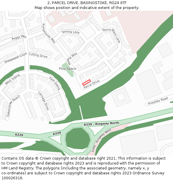 2, PARCEL DRIVE, BASINGSTOKE, RG24 9TF: Location map and indicative extent of plot