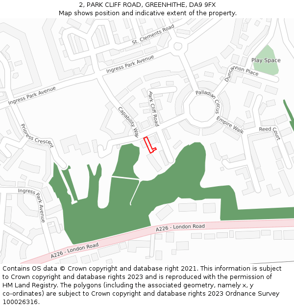 2, PARK CLIFF ROAD, GREENHITHE, DA9 9FX: Location map and indicative extent of plot