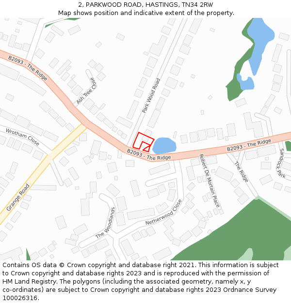 2, PARKWOOD ROAD, HASTINGS, TN34 2RW: Location map and indicative extent of plot