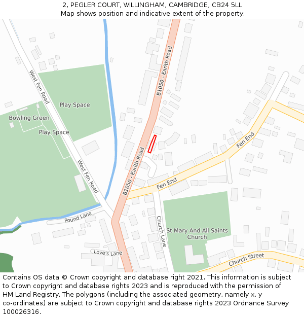 2, PEGLER COURT, WILLINGHAM, CAMBRIDGE, CB24 5LL: Location map and indicative extent of plot