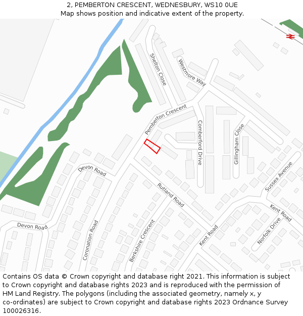 2, PEMBERTON CRESCENT, WEDNESBURY, WS10 0UE: Location map and indicative extent of plot