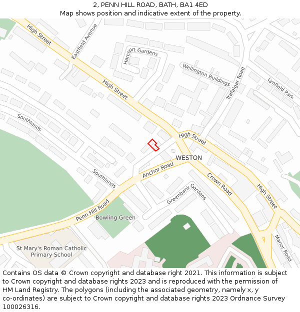 2, PENN HILL ROAD, BATH, BA1 4ED: Location map and indicative extent of plot