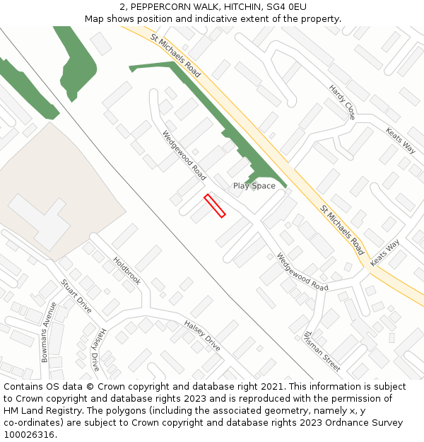 2, PEPPERCORN WALK, HITCHIN, SG4 0EU: Location map and indicative extent of plot