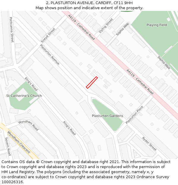 2, PLASTURTON AVENUE, CARDIFF, CF11 9HH: Location map and indicative extent of plot