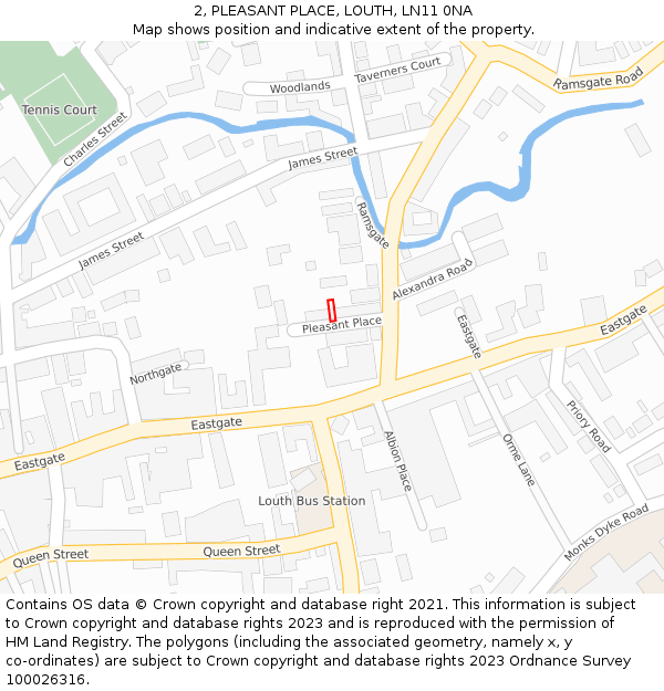 2, PLEASANT PLACE, LOUTH, LN11 0NA: Location map and indicative extent of plot