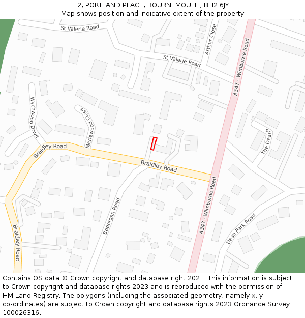 2, PORTLAND PLACE, BOURNEMOUTH, BH2 6JY: Location map and indicative extent of plot