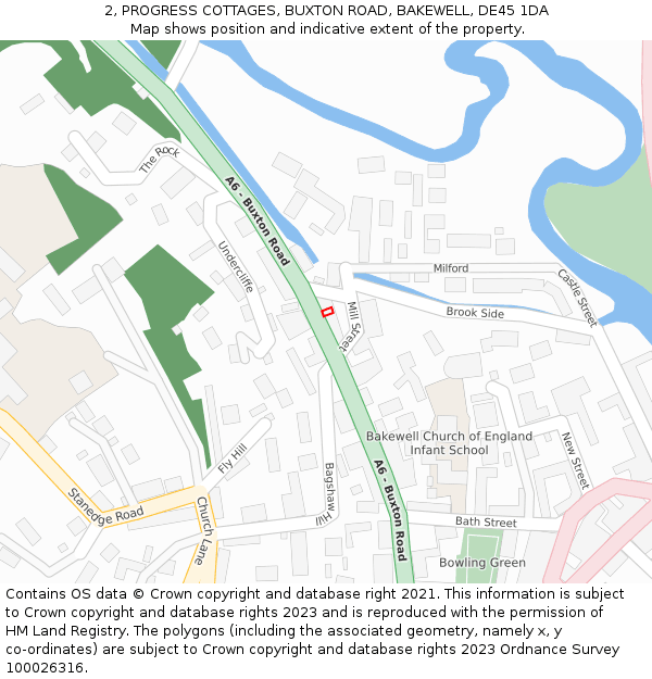 2, PROGRESS COTTAGES, BUXTON ROAD, BAKEWELL, DE45 1DA: Location map and indicative extent of plot