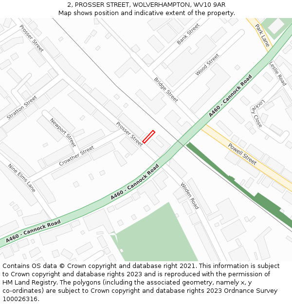 2, PROSSER STREET, WOLVERHAMPTON, WV10 9AR: Location map and indicative extent of plot