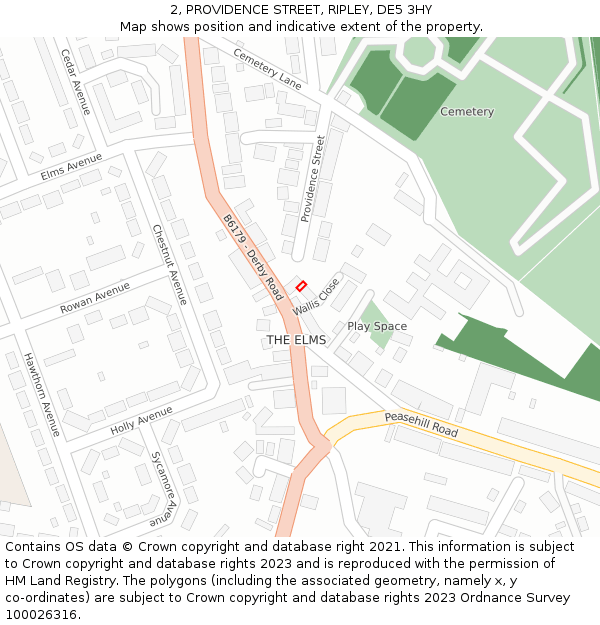 2, PROVIDENCE STREET, RIPLEY, DE5 3HY: Location map and indicative extent of plot