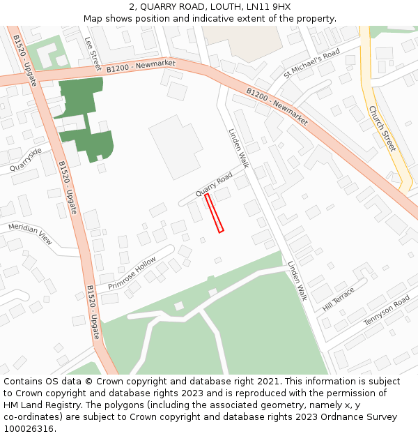 2, QUARRY ROAD, LOUTH, LN11 9HX: Location map and indicative extent of plot