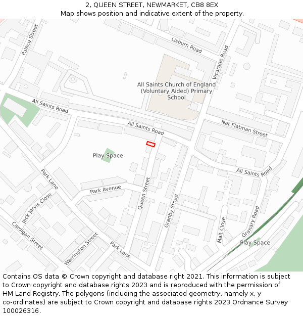 2, QUEEN STREET, NEWMARKET, CB8 8EX: Location map and indicative extent of plot