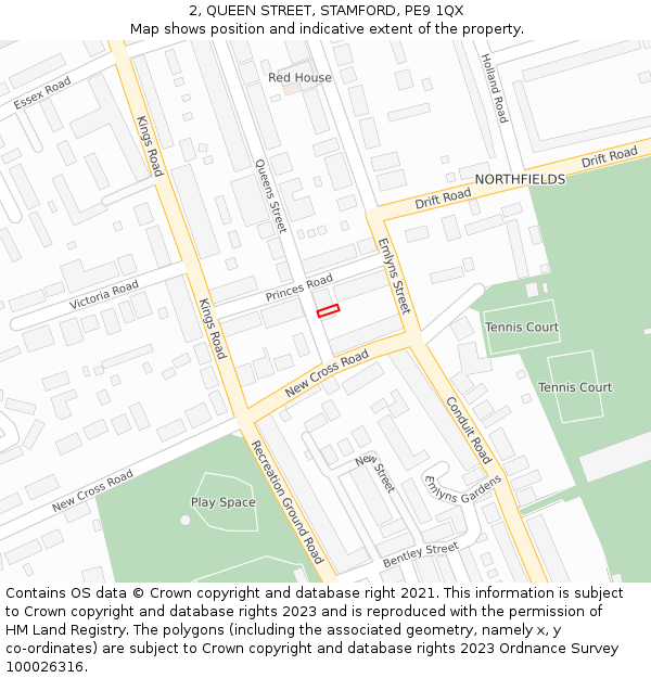 2, QUEEN STREET, STAMFORD, PE9 1QX: Location map and indicative extent of plot