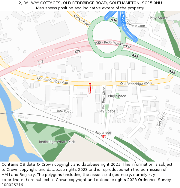 2, RAILWAY COTTAGES, OLD REDBRIDGE ROAD, SOUTHAMPTON, SO15 0NU: Location map and indicative extent of plot