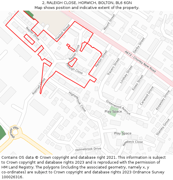 2, RALEIGH CLOSE, HORWICH, BOLTON, BL6 6GN: Location map and indicative extent of plot