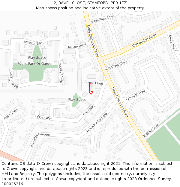 2, RAVEL CLOSE, STAMFORD, PE9 1EZ: Location map and indicative extent of plot
