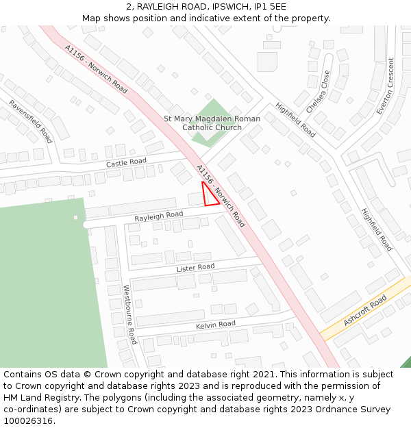 2, RAYLEIGH ROAD, IPSWICH, IP1 5EE: Location map and indicative extent of plot