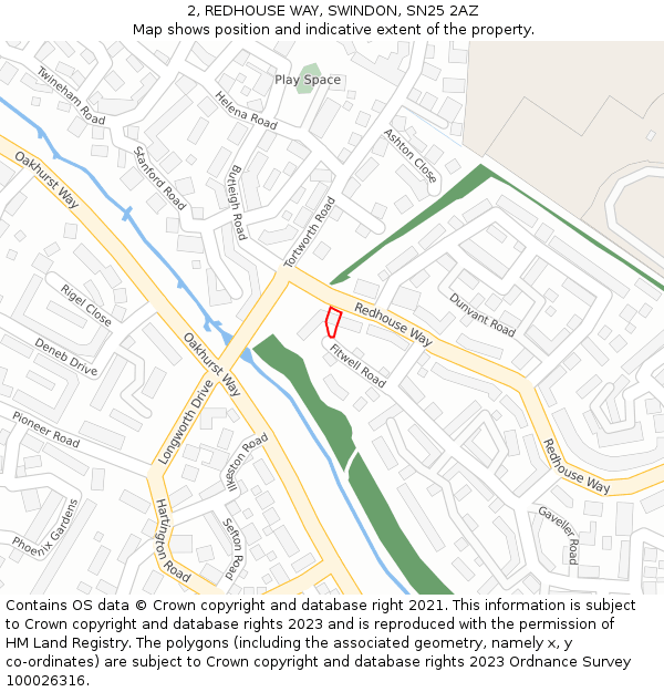 2, REDHOUSE WAY, SWINDON, SN25 2AZ: Location map and indicative extent of plot