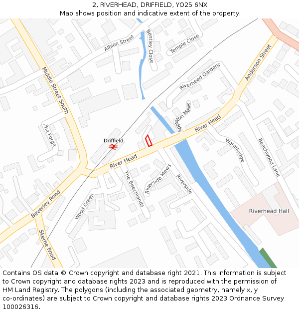 2, RIVERHEAD, DRIFFIELD, YO25 6NX: Location map and indicative extent of plot