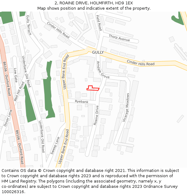 2, ROAINE DRIVE, HOLMFIRTH, HD9 1EX: Location map and indicative extent of plot