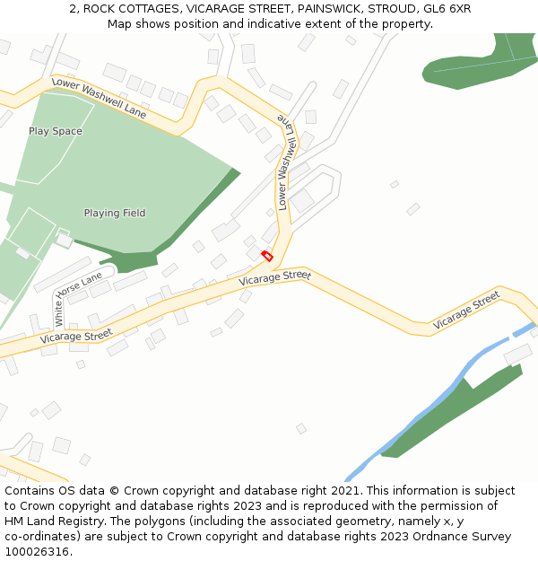 2, ROCK COTTAGES, VICARAGE STREET, PAINSWICK, STROUD, GL6 6XR: Location map and indicative extent of plot