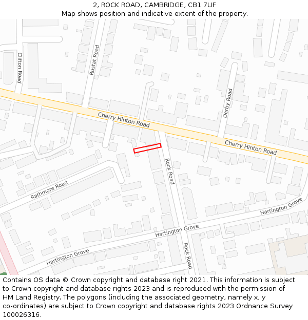 2, ROCK ROAD, CAMBRIDGE, CB1 7UF: Location map and indicative extent of plot
