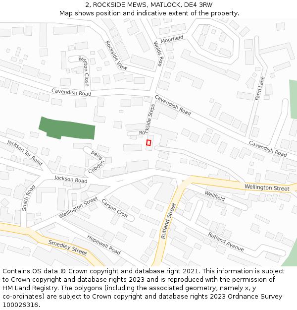 2, ROCKSIDE MEWS, MATLOCK, DE4 3RW: Location map and indicative extent of plot